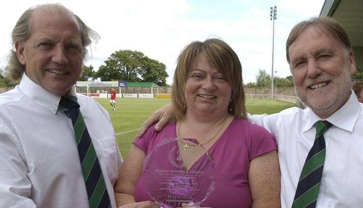 Tony Betteridge (L) and Don Crosbie (R) with former Ashford programme editor Elaine Orsbourne.