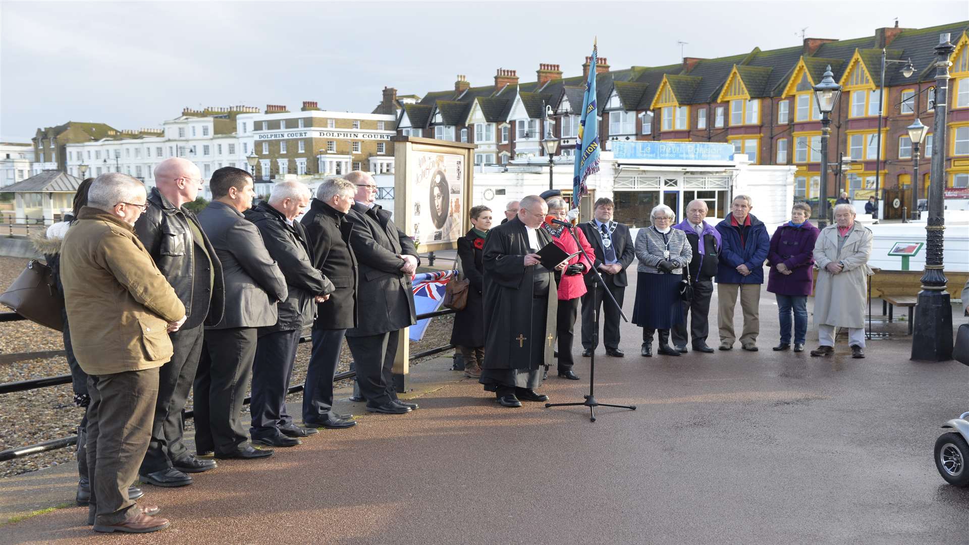 Dozens gathered at the Amy Johnson information board