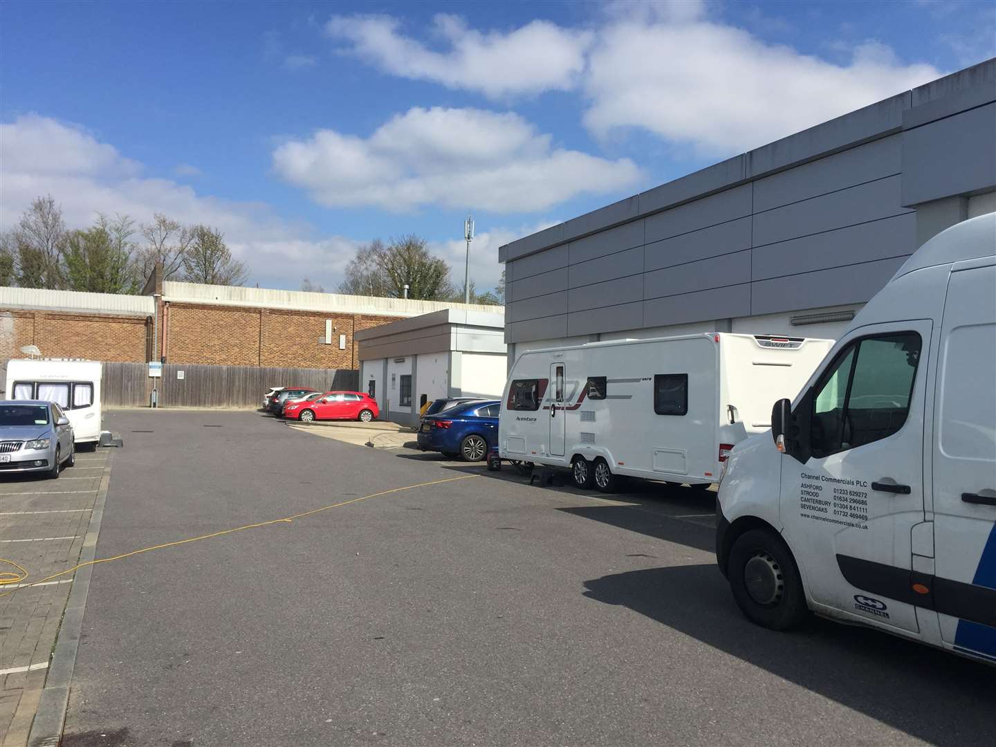 Caravans pitched up in the car park yesterday. Picture Alex Jee