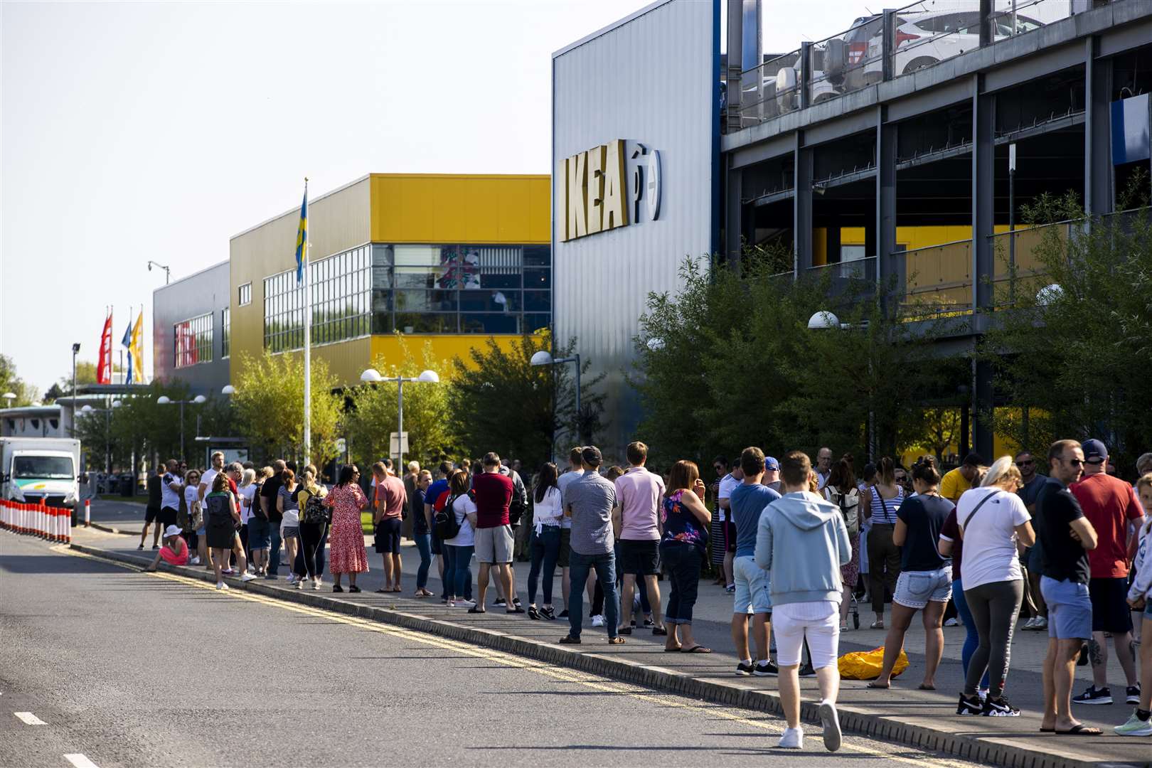 Massive queues formed as home furnishings retailer Ikea opened its doors for the first time in months in Belfast on Monday (Liam McBurney/PA)