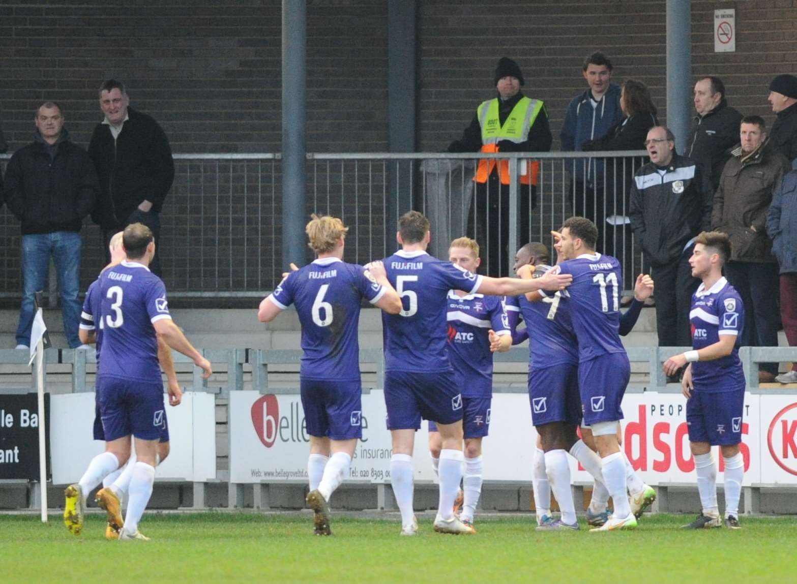 Margate celebrate Freddie Ladapo's opening goal Picture: Steve Crispe