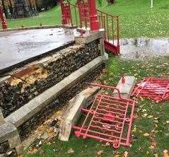 The ornamental barriers were smashed off the bandstand in November