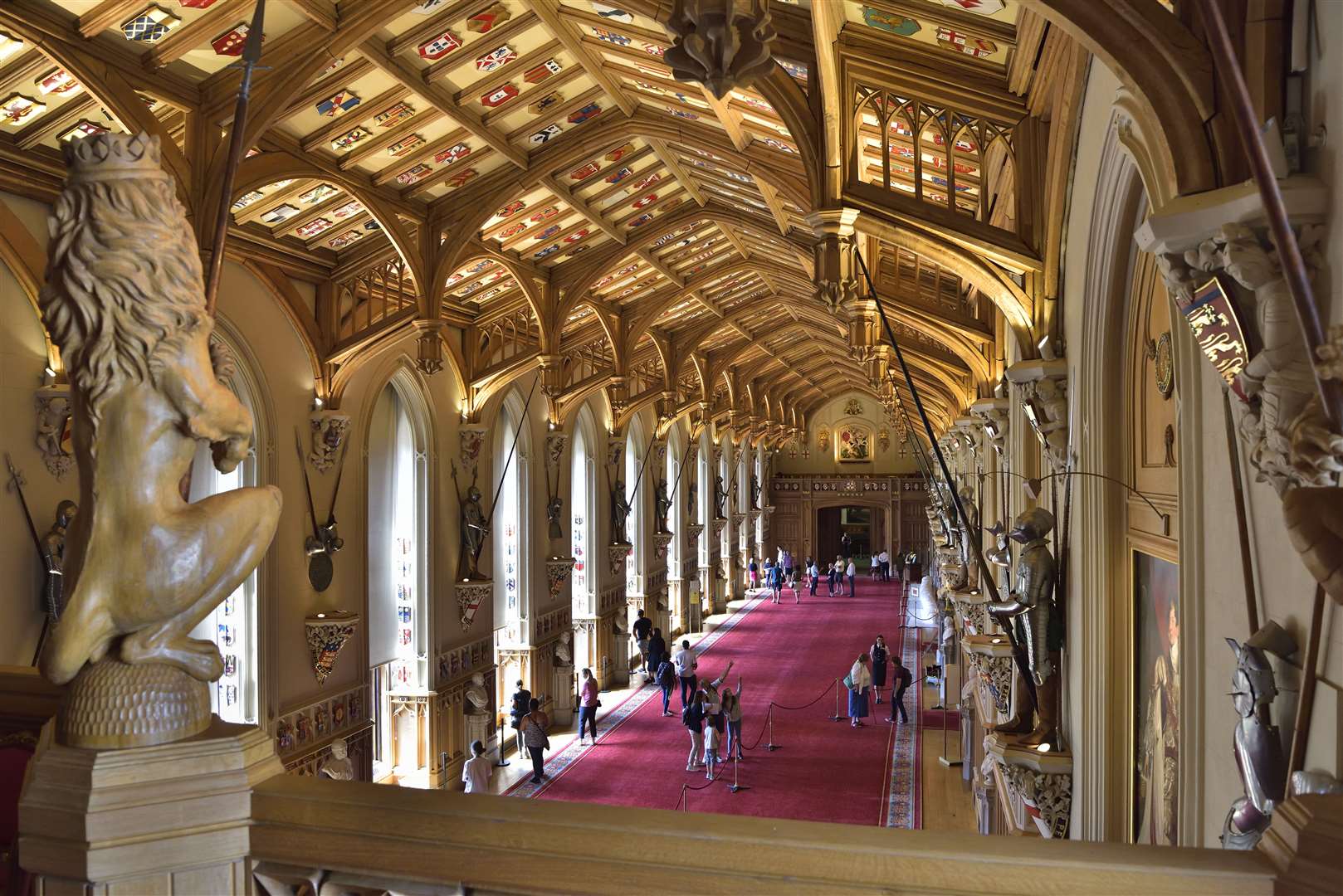 Visitors exploring Windsor’s St George’s Hall during a family and friends day ahead of the reopening (Royal Collection Trust/Her Majesty Queen Elizabeth II 2020/PA)