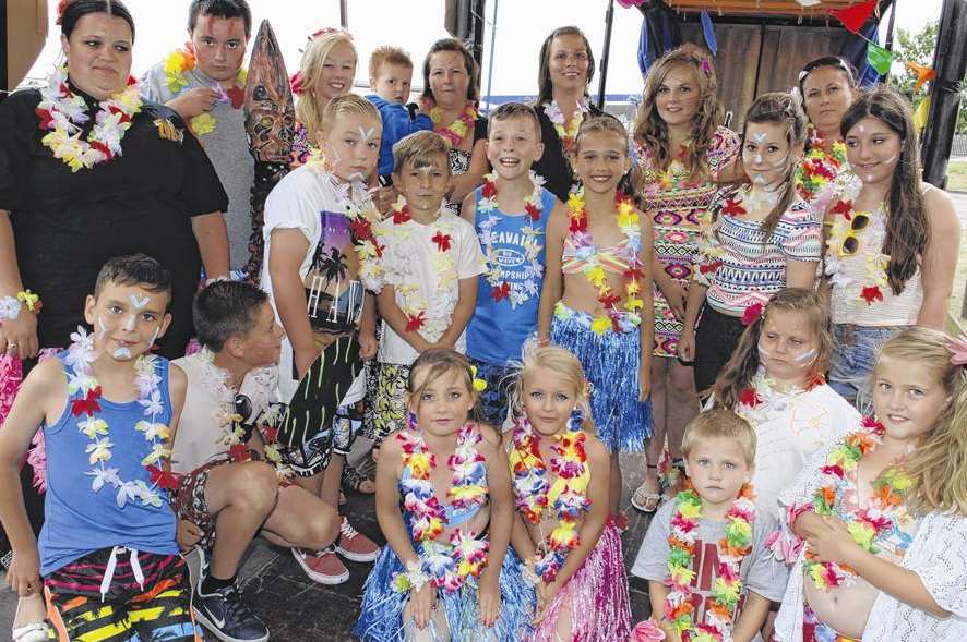 Children on the Sheppey Zulu's float during Sheppey Carnival in Sheerness