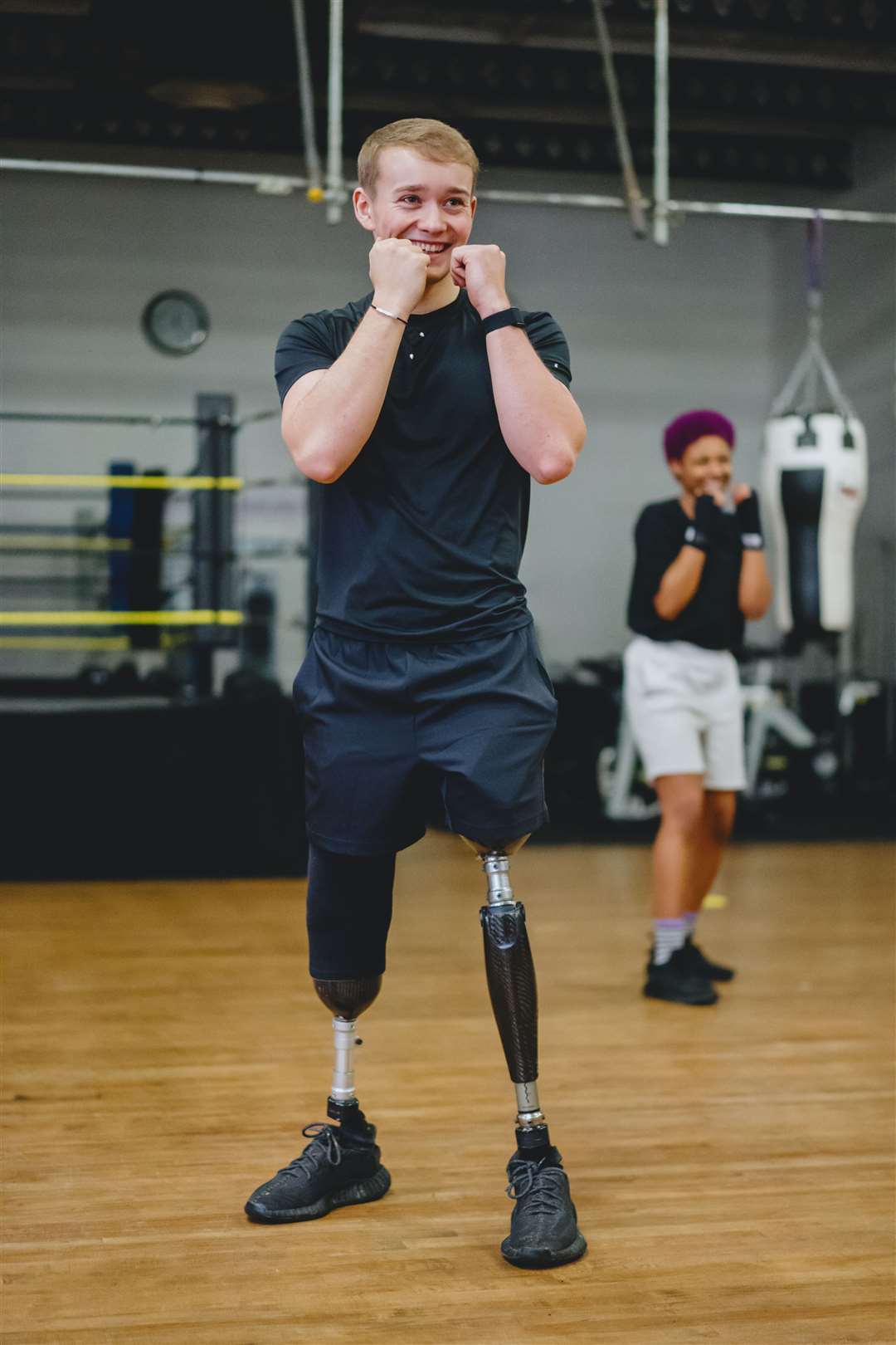 Billy Monger trains at Fight 4 Change in London (Jordan Mansfield/Comic Relief/PA)