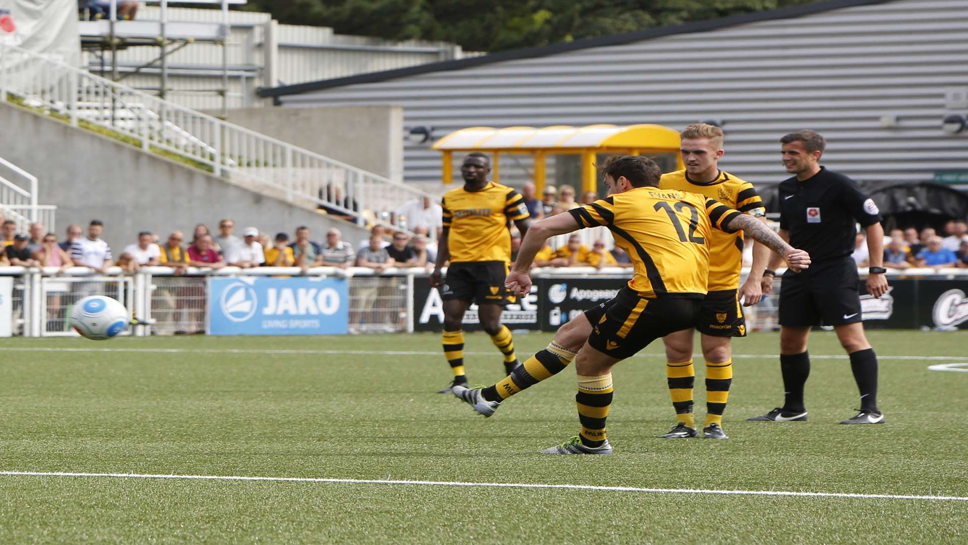 Jack Evans levels with a fine free-kick Picture: Andy Jones