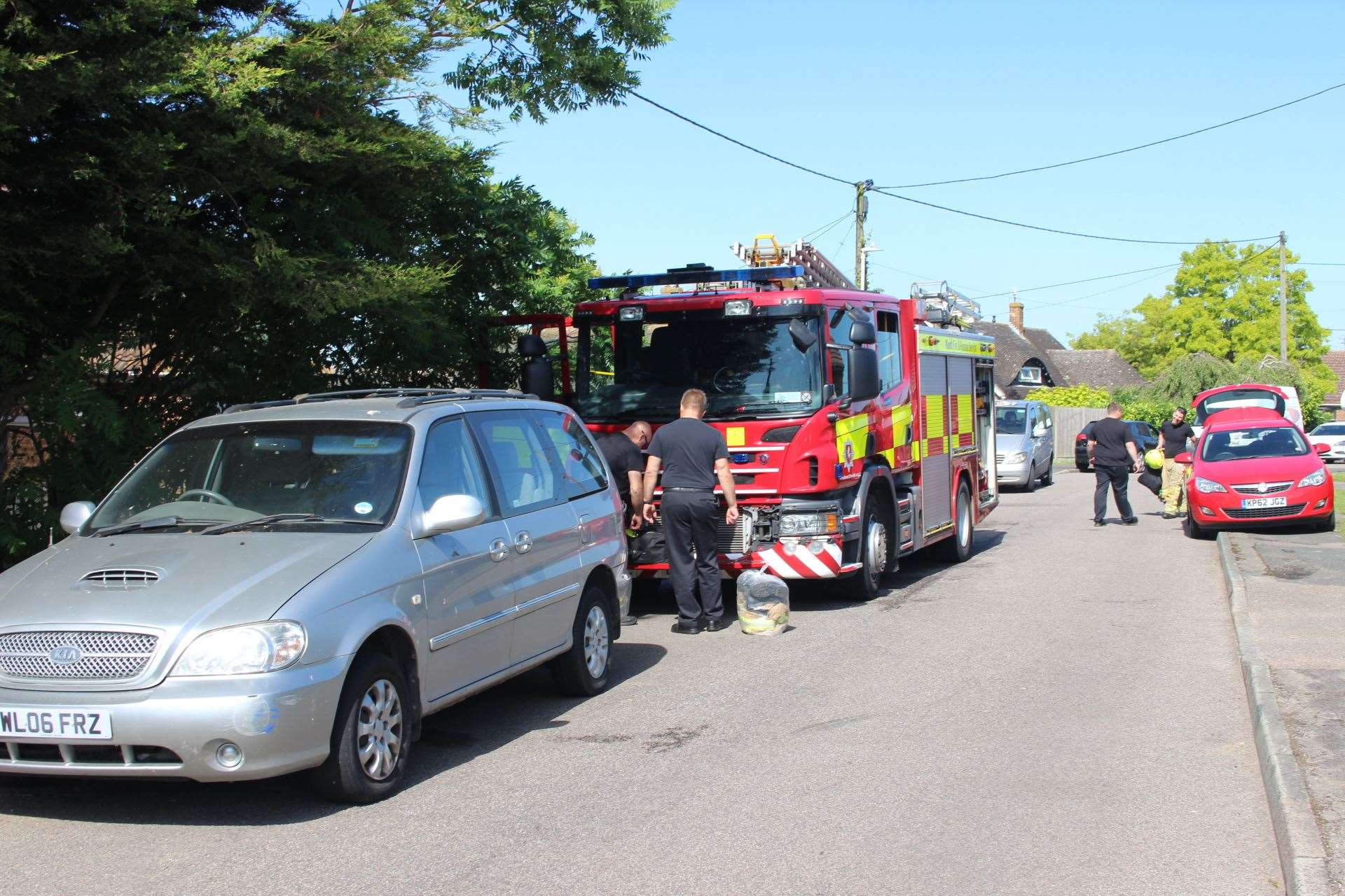 Firefighters outside house in Nelson Avenue, Minster