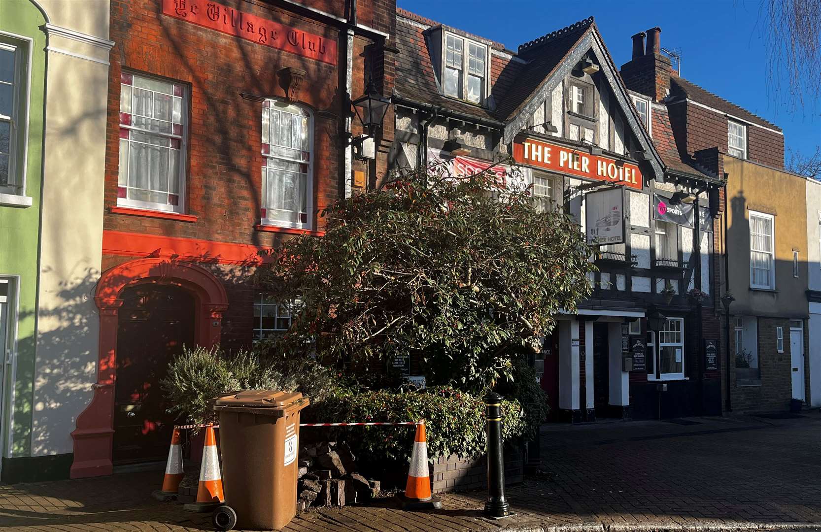 The planter outside The Pier pub in High Street, Greenhithe, saved the houses from further damage