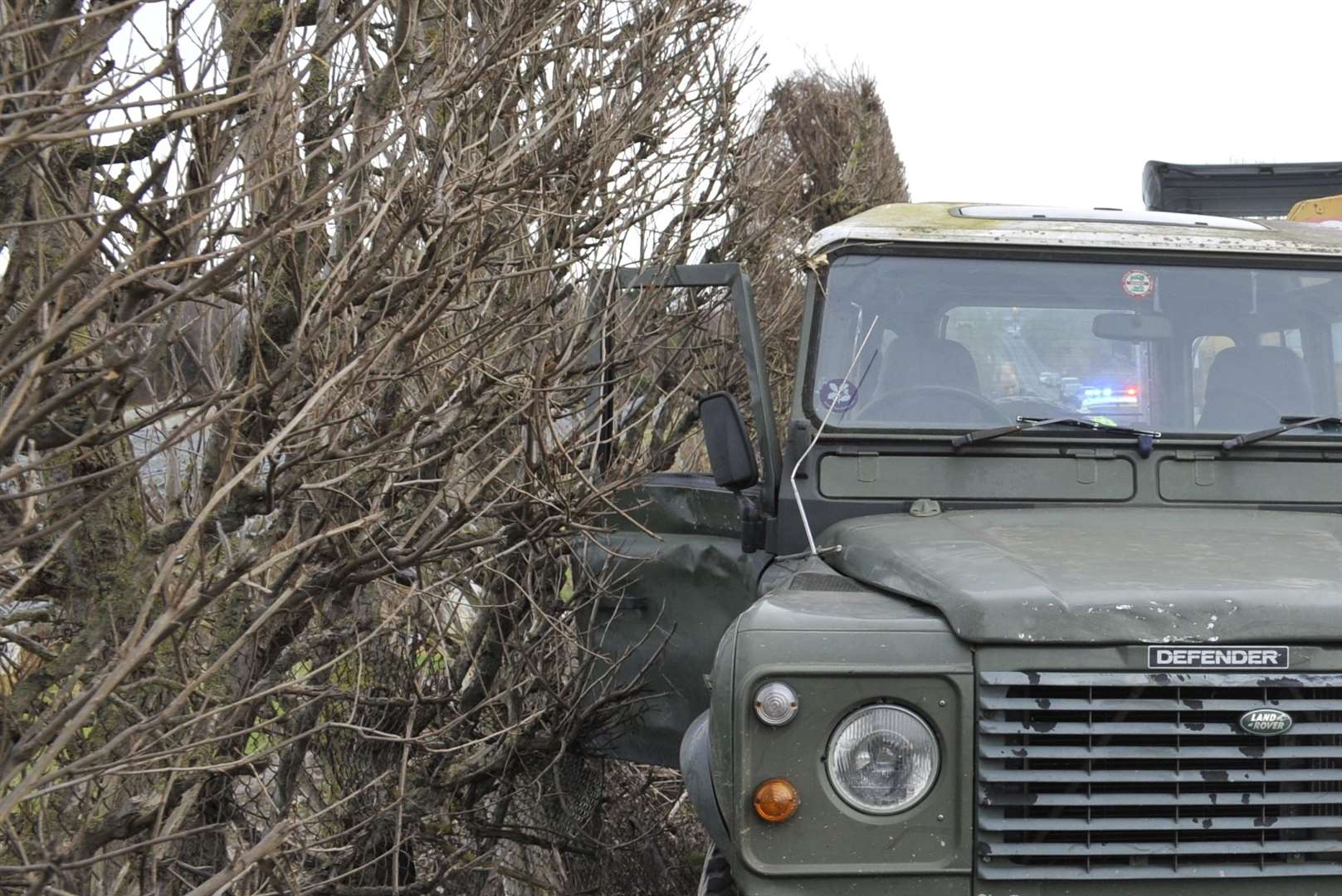 The Land Rover drove at the police car in Park Wood Library picture: Tony Flashman