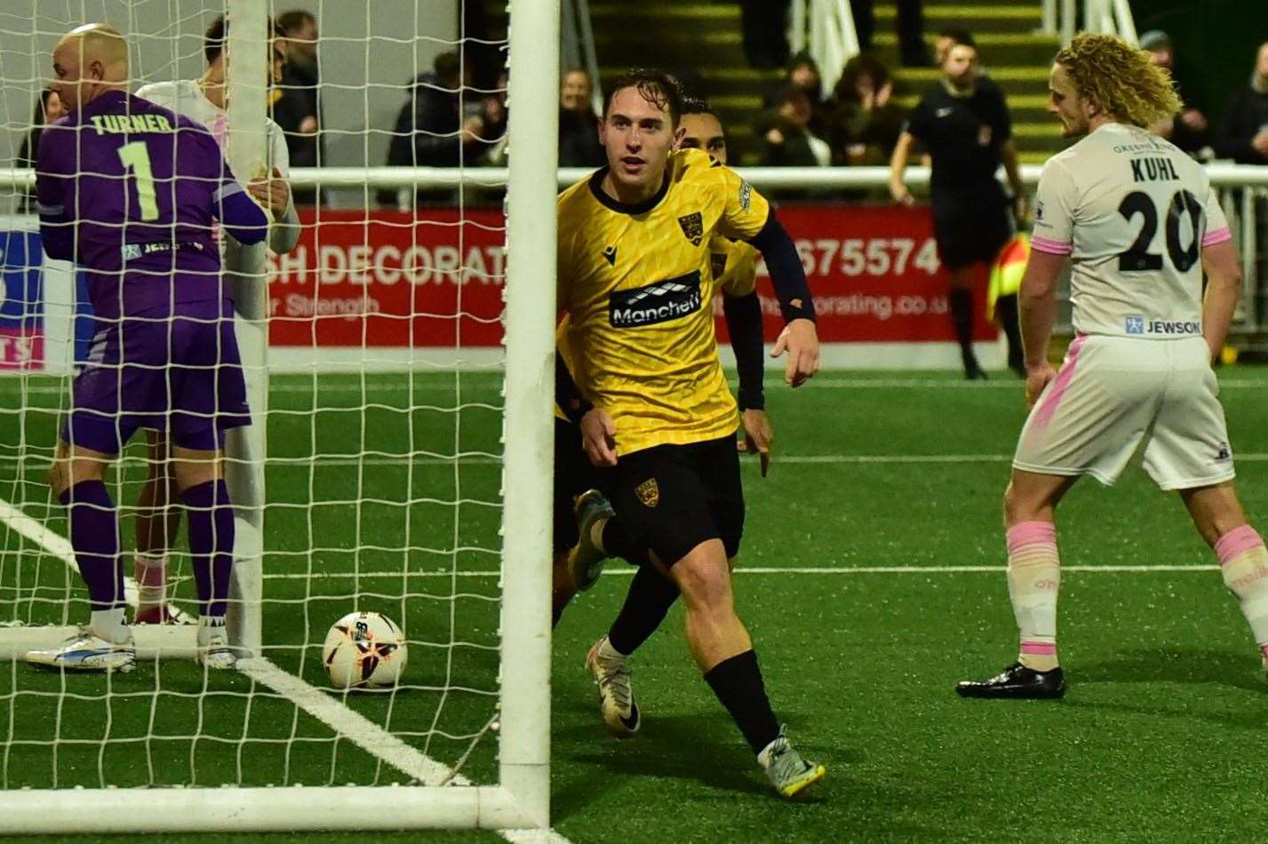 Matt Rush completes the scoring against Farnborough. Picture: Steve Terrell