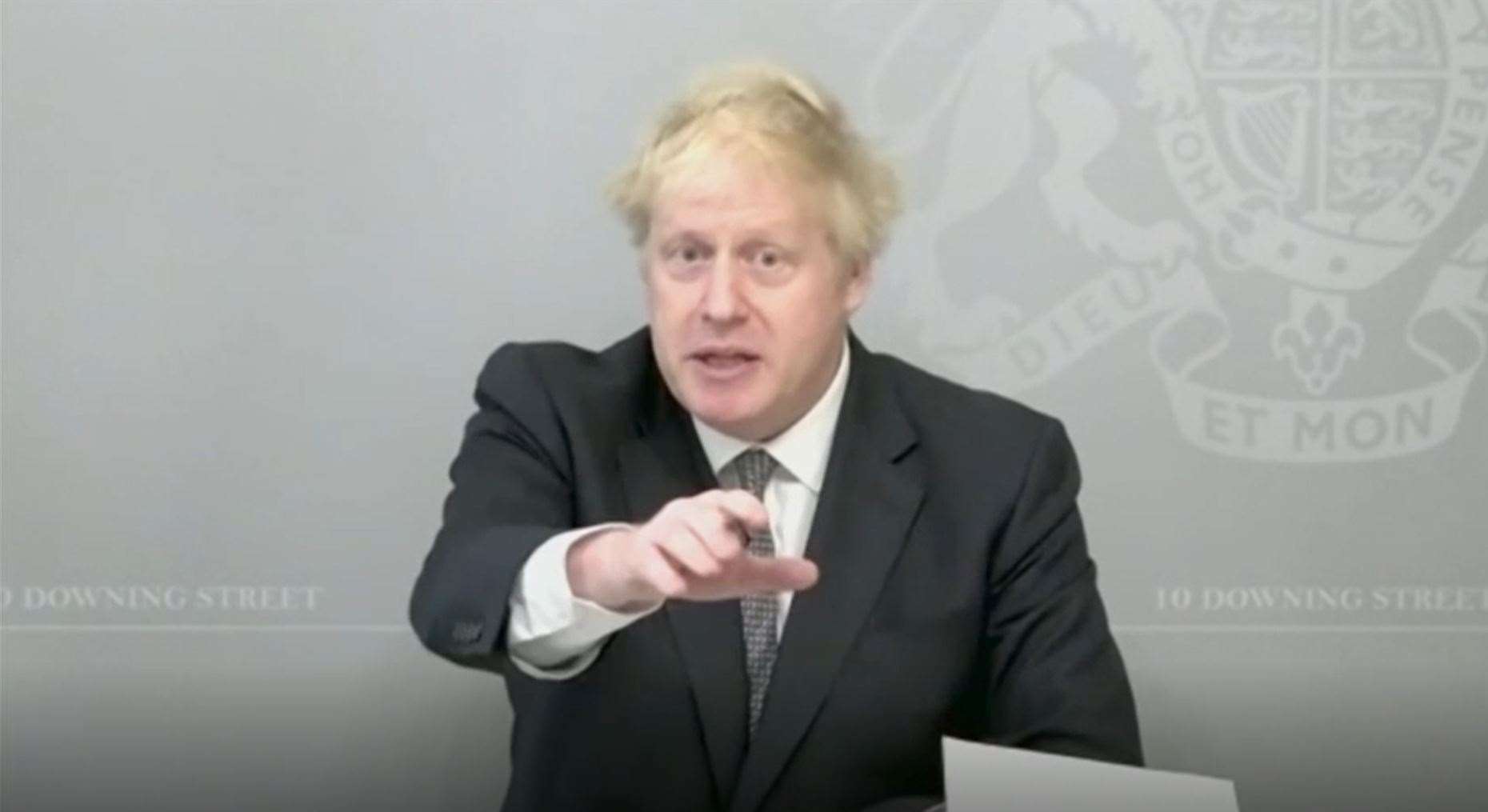 Boris Johnson speaks via video link from 10 Downing Street during Prime Minister’s Questions (House of Commons/PA)