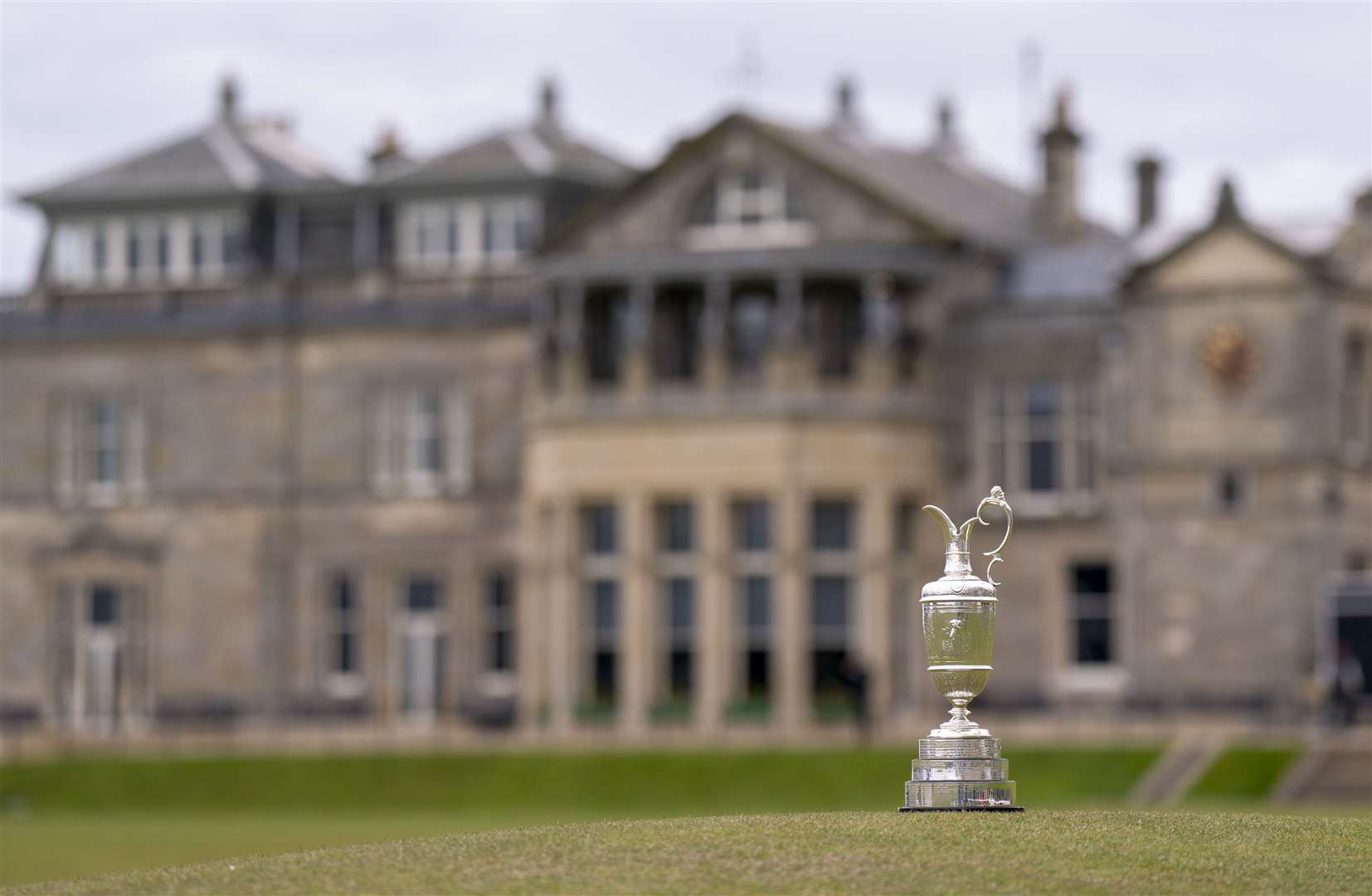 The Open Championship trophy, the Claret Jug, on the 18th hole, which is named after Tom Morris Sr, at the Old Course at St Andrews (Jane Barlow/PA)