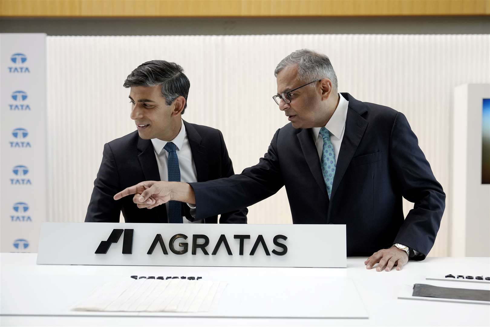 Prime Minister Rishi Sunak with Tata chairman, Natarajan Chandrasekaran (Christopher Furlong/PA)