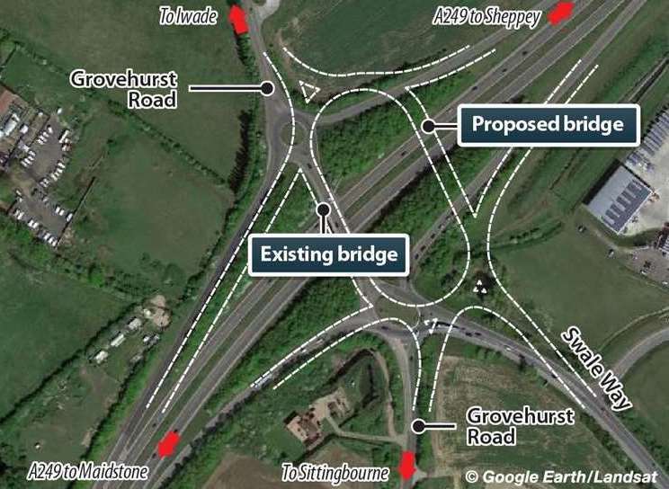 What the new Grovehurst roundabout on the A249 will look like when complete