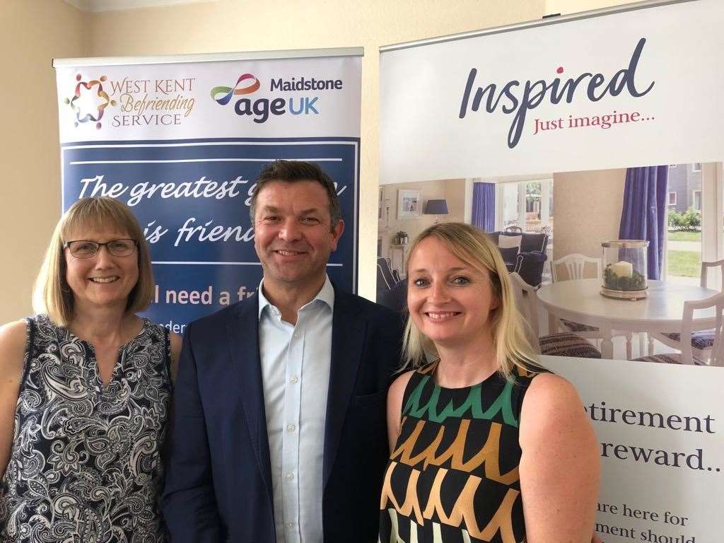 Jamie Bunce from Inspired Villages, West Kent Befriending Service manager Wendy Pfeiffer (left) and Age UK Maidstone CEO Louise MacPherson (13587171)