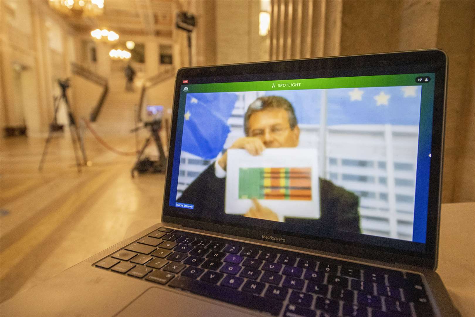 EU’s chief Brexit negotiator and European Commission vice president Maros Sefcovic giving evidence to a Stormont committee (Liam McBurney/PA)