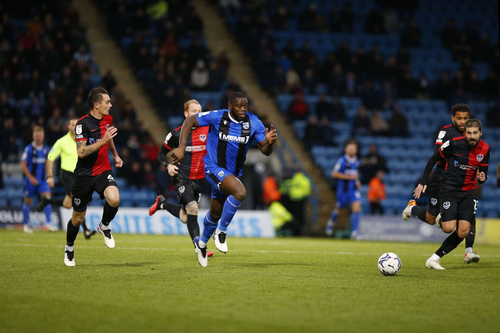 John Akinde on the attack for Gillingham Picture: Andy Jones