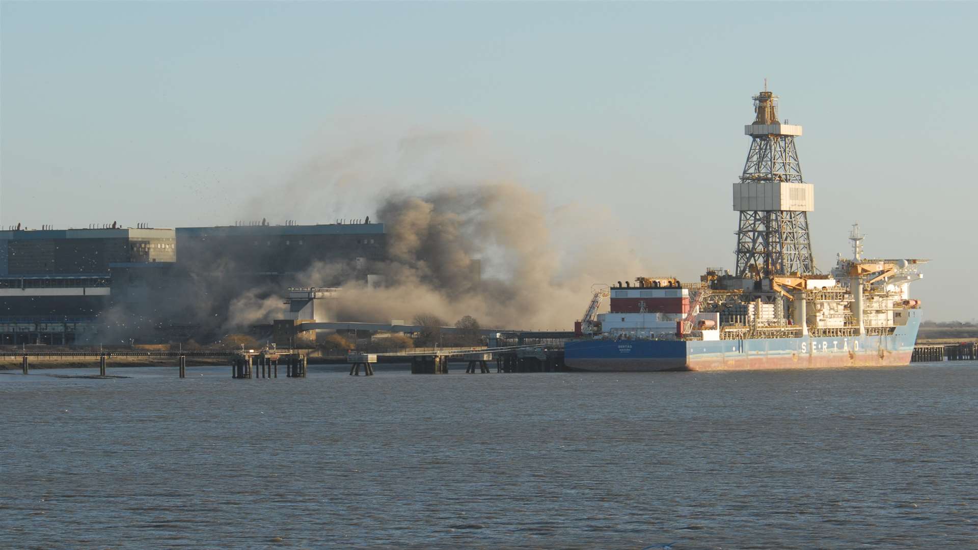 Explosive demolition takes down part of Tilbury Power Station across ...