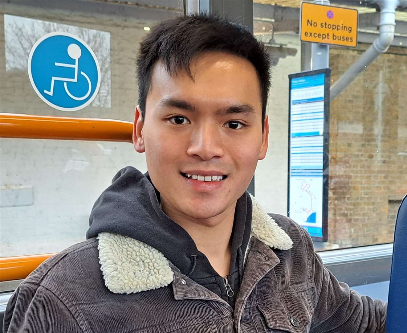 Matthew Tan, the first-ever passenger on the Dover Fastrack bus