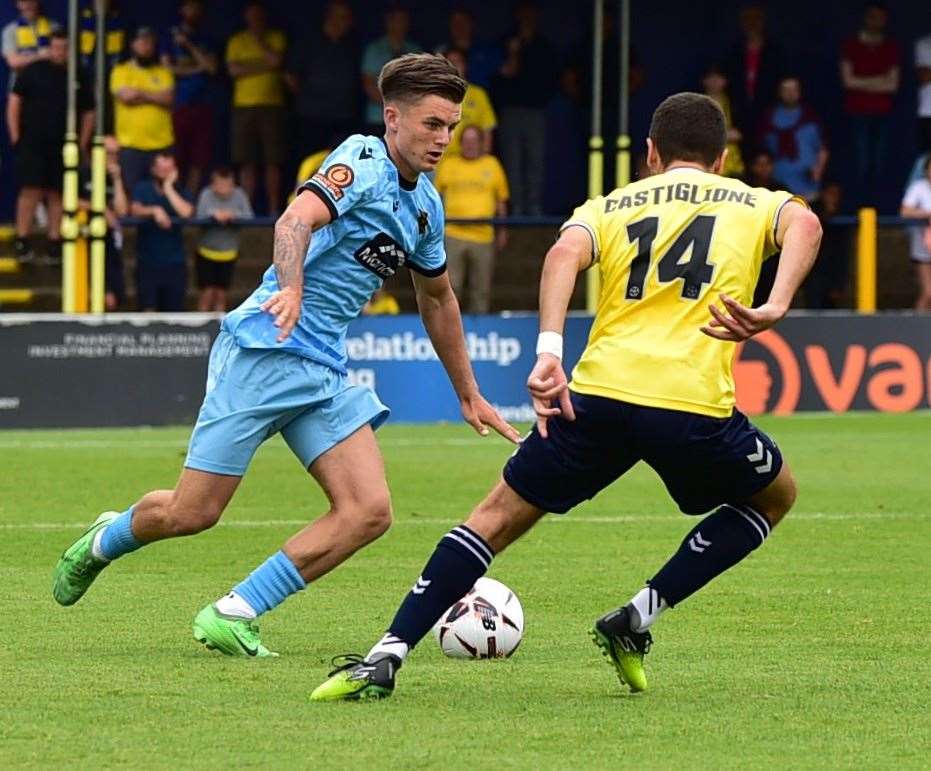 Maidstone United midfielder Riley Court impressed after coming on for the injured Charlie Seaman Picture: Steve Terrell