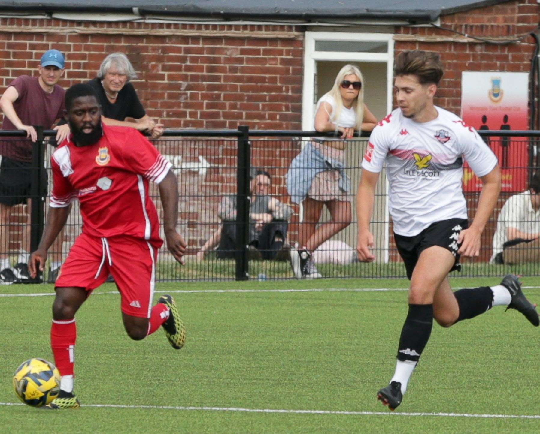 Jeffrey Oredein, of Whitstable, looking lively against Lewes. Picture: Les Biggs