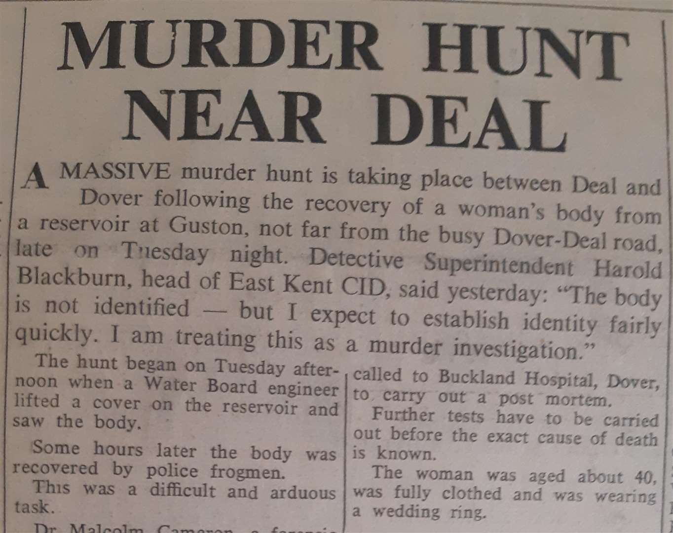 The Mercury broke the news of the body's find on its August 27, 1970 edition