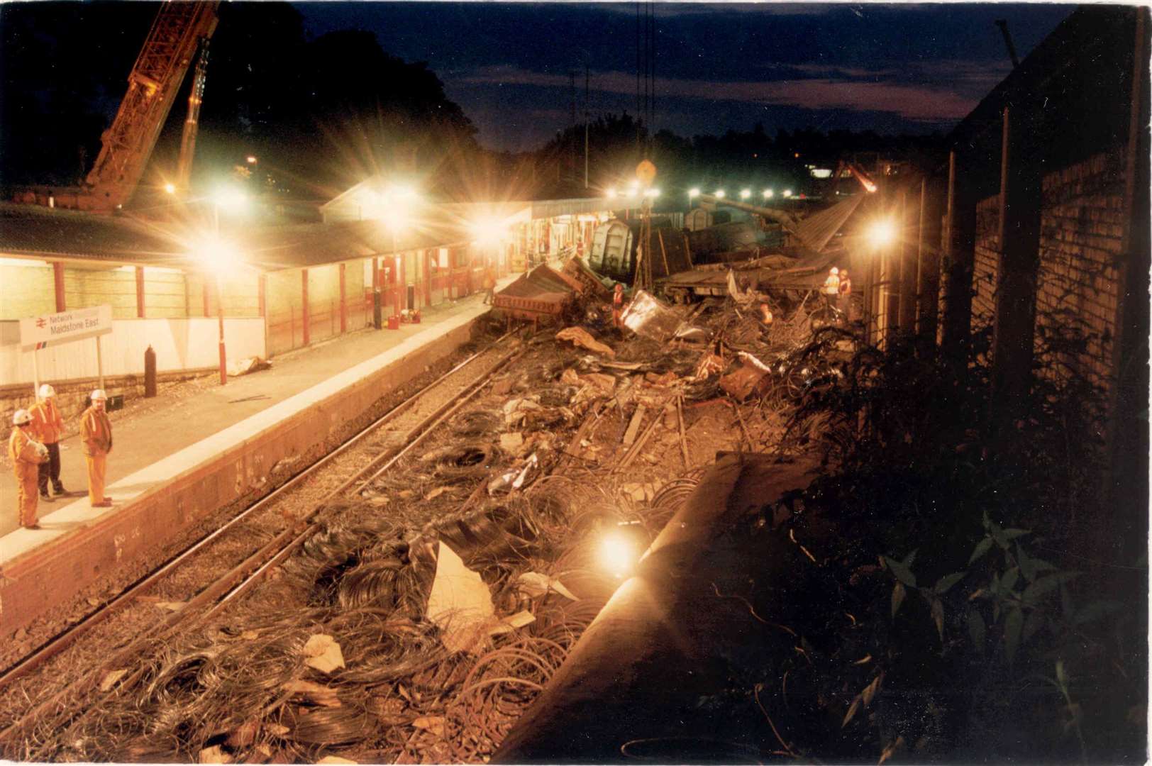 The aftermath of the Maidstone East train crash in 1993