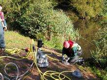 Environment Agency teams have been at Reed Pond in Chequers Wood, near Canterbury following a sewage leak