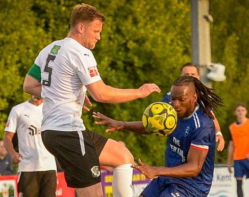 Margate striker Ibrahim Olutade - also found the target at Gay Dawn Farm. Picture: Stuart Watson