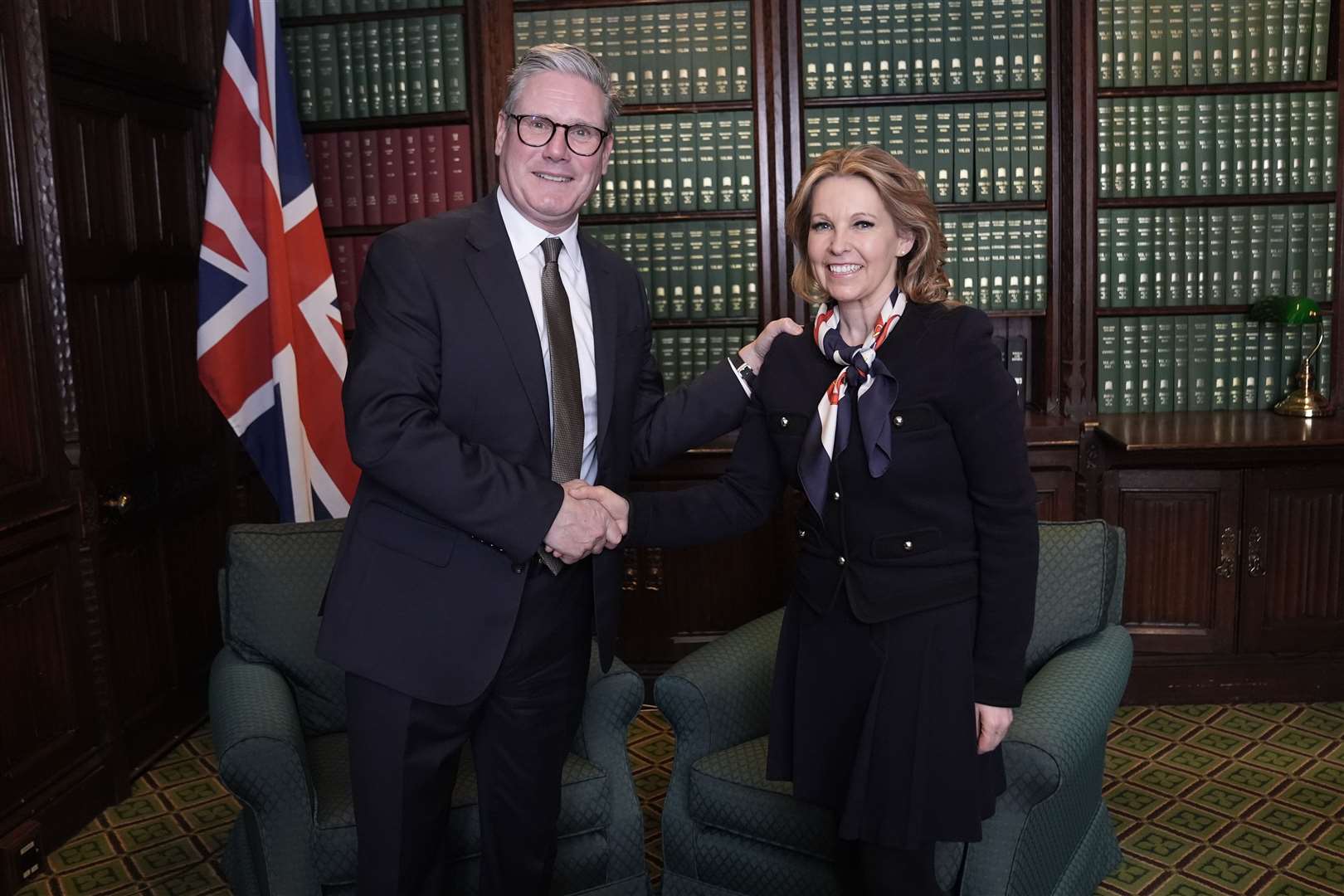 Labour leader Sir Keir Starmer with former Conservative MP Natalie Elphicke in his parliamentary office (Stefan Rousseau/PA)