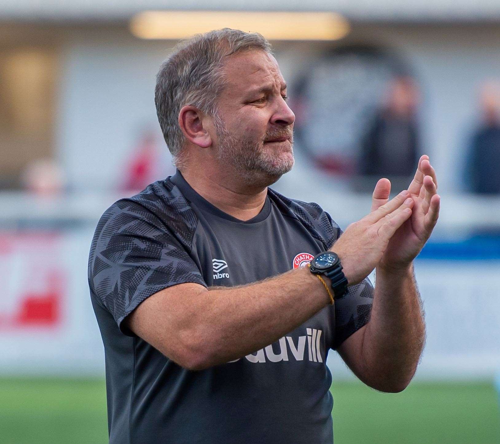 Chatham boss Kevin Hake - his team are three points behind fifth-placed Isthmian Premier outfit Horsham and a play-off position. Picture: Ian Scammell