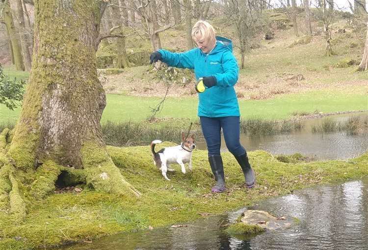 Julia James with her dog Toby, who she walking the day she was killed. Picture: Kent Police