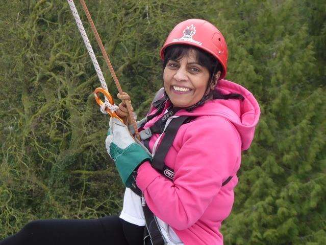 New Leaf Support trustee Hasmita Reardon taking part in the 2018 KM spring abseil challenge in Maidstone (4182299)