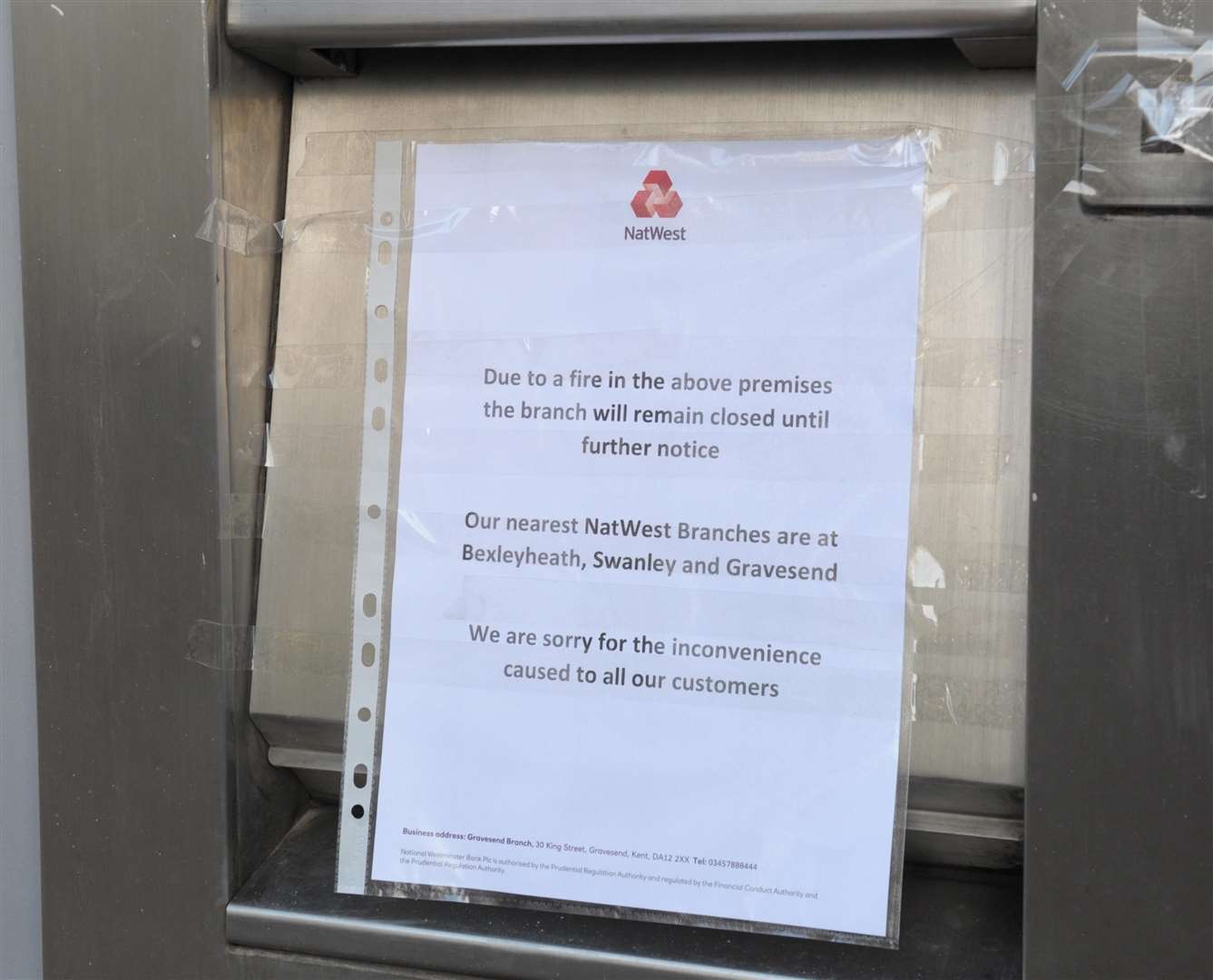 A notice left for customers