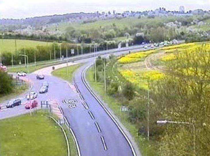 The crash happened on the Maidstone-bound carriageway of the A249, at the junction with Oad Street. Picture: Kent Highways