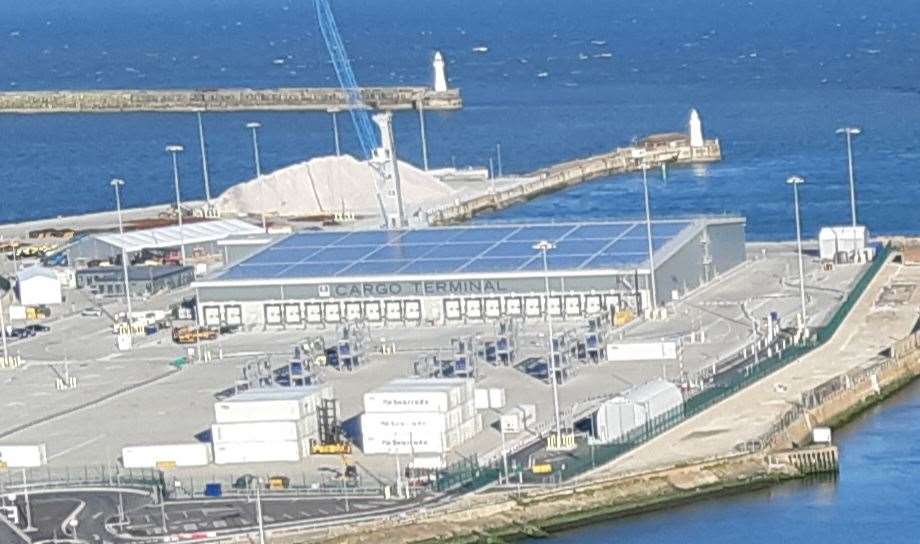 The cargo terminal as viewed from Dover Western Heights.