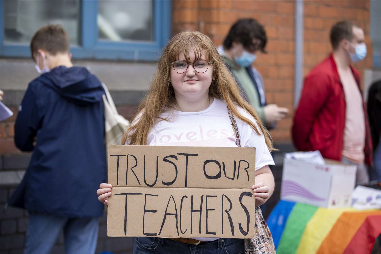 Zara Meadows, an AS level student from Belfast Royal Academy, joined a protest over how A-level results were calculated (Liam McBurney/PA)