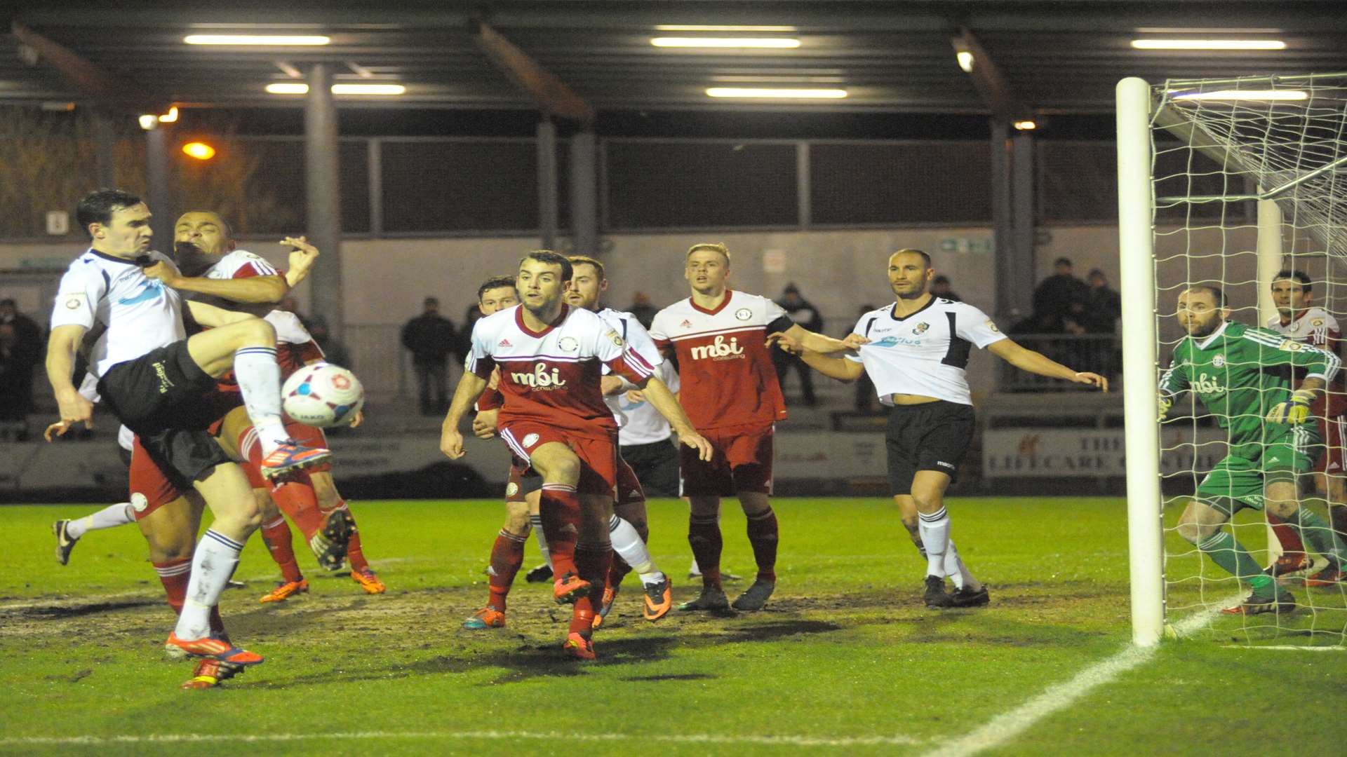 Danny Harris turns the ball across goal for Dartford against Halifax Picture: Steve Crispe