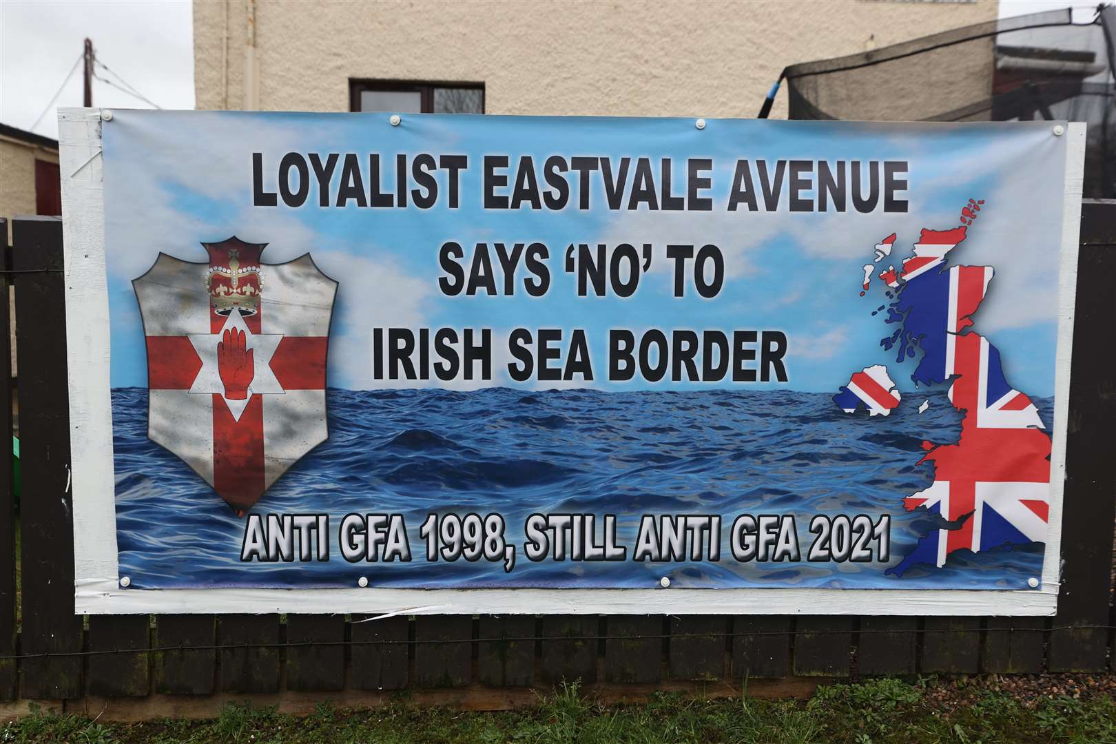 A loyalist sign in Dungannon, Co Tyrone (Liam McBurney/PA)