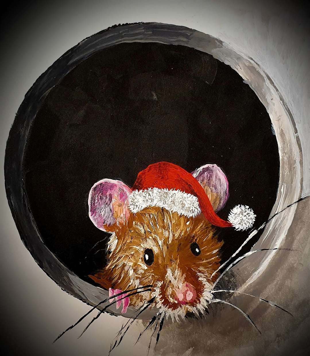 Moo Mop Mouse in Santa hat for Christmas