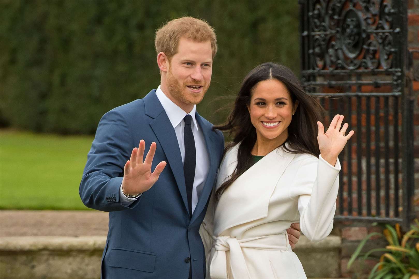 Harry and Meghan after the announcement of their engagement (Dominic Lipinski/PA)