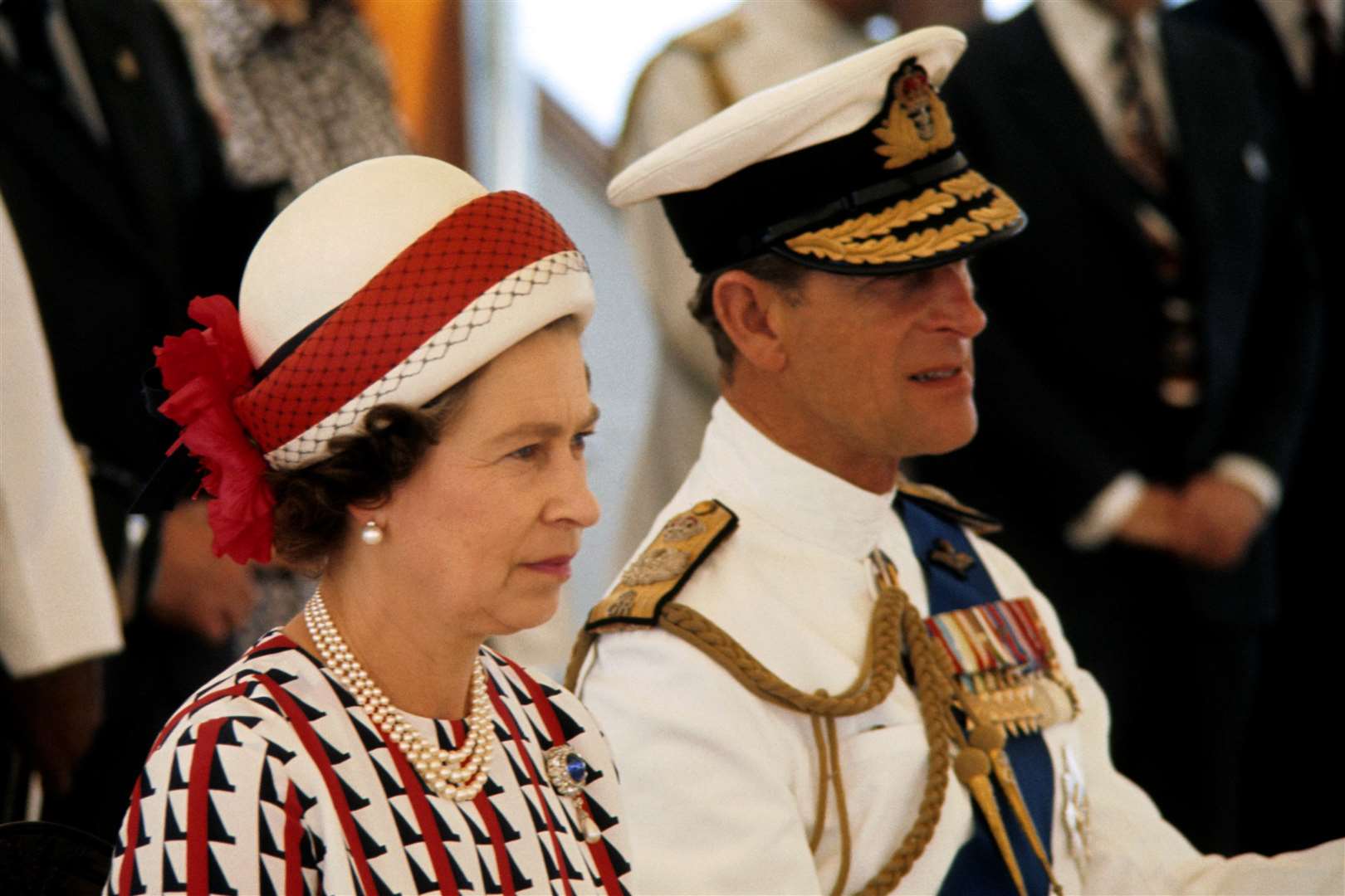 The Queen and the Duke of Edinburgh on a tour to Fiji during the Silver Jubilee year of 1977 (Ron Bell/PA)