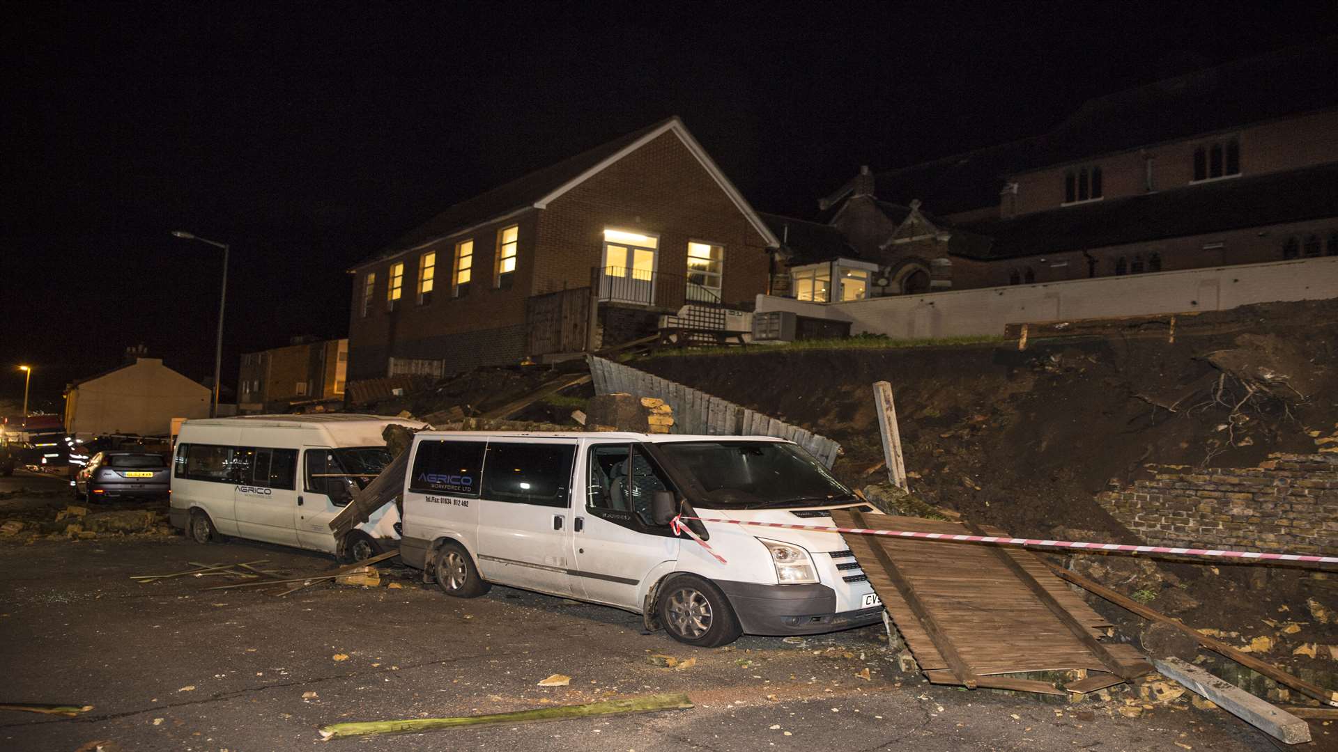 Several vans were damaged in the incident. Picture: KFRS