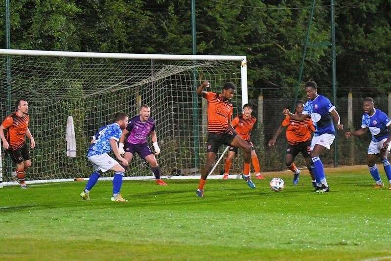 Action between Lordswood and Sheppey United in pre-season. Picture: Marc Richards