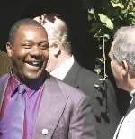 Lennie Henry outside the church. Picture: PETER STILL