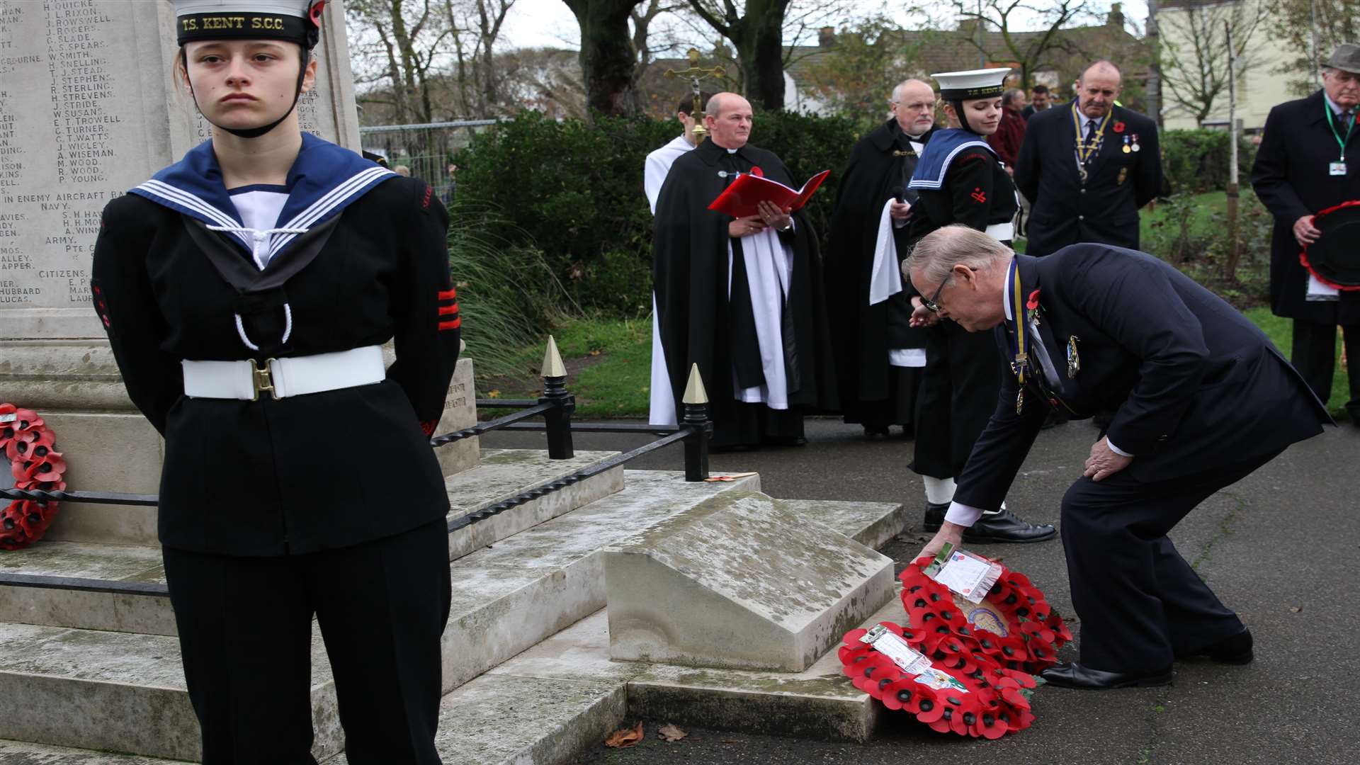 Wreaths are laid at the memorial