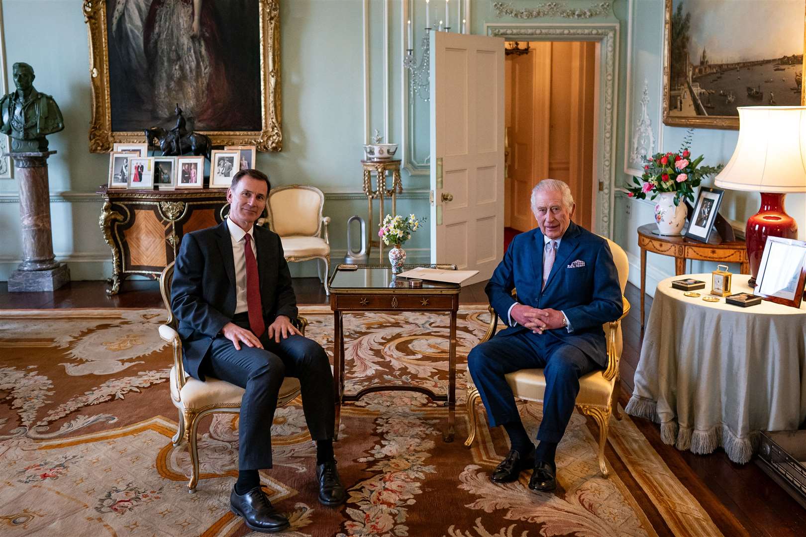 The pair sitting in the Private Audience Room at the Palace (Aaron Chown/PA)