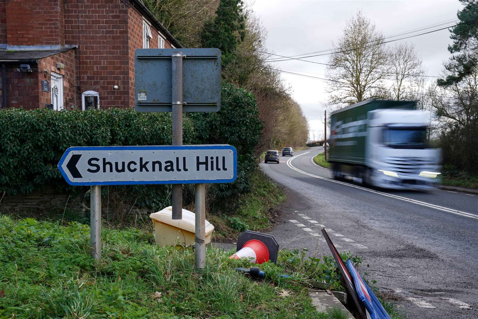 The A4103 near Shucknall Hill, where the crash happened (Jacob King/PA)