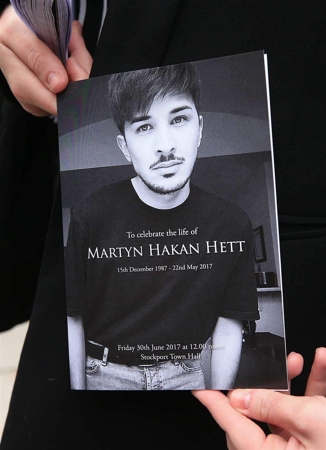 The order of service for Martyn Hett’s funeral (Peter Byrne/PA)