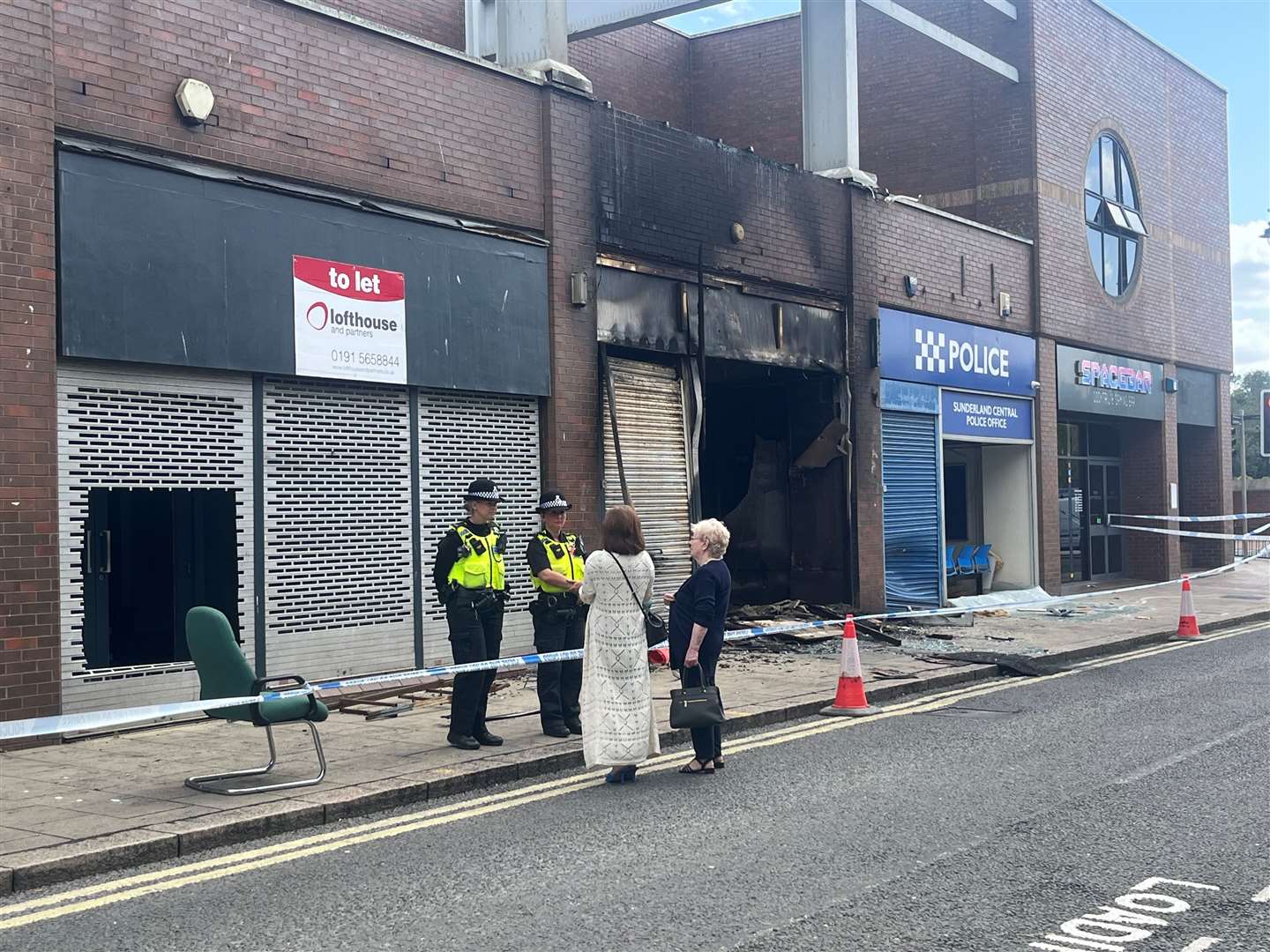 A fire-damaged Citizen’s Advice office after violent disorder in Sunderland (Tom Wilkinson/PA)